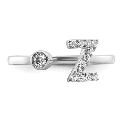 14k White Gold 1/5 Ct. Lab Grown Diamond VS/SI+ G+ Initial Z Adjustable Ring