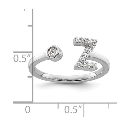14k White Gold 1/5 Ct. Lab Grown Diamond VS/SI+ G+ Initial Z Adjustable Ring