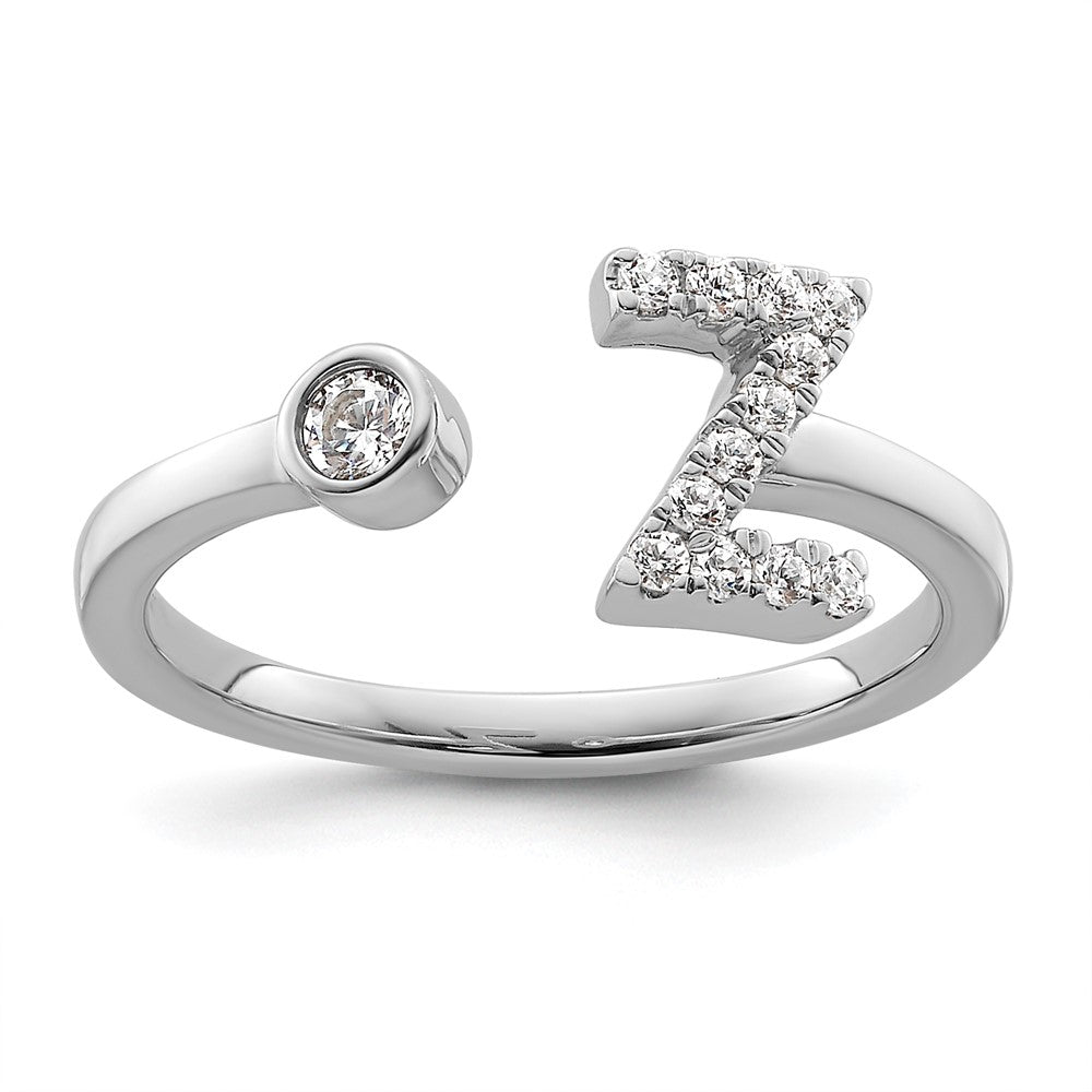 14k White Gold 1/5 Ct. Lab Grown Diamond VS/SI+ G+ Initial Z Adjustable Ring