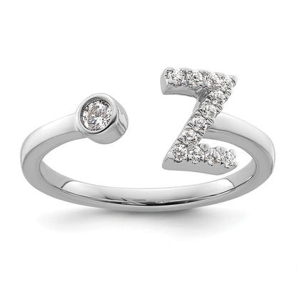 14k White Gold 1/5 Ct. Lab Grown Diamond VS/SI+ G+ Initial Z Adjustable Ring