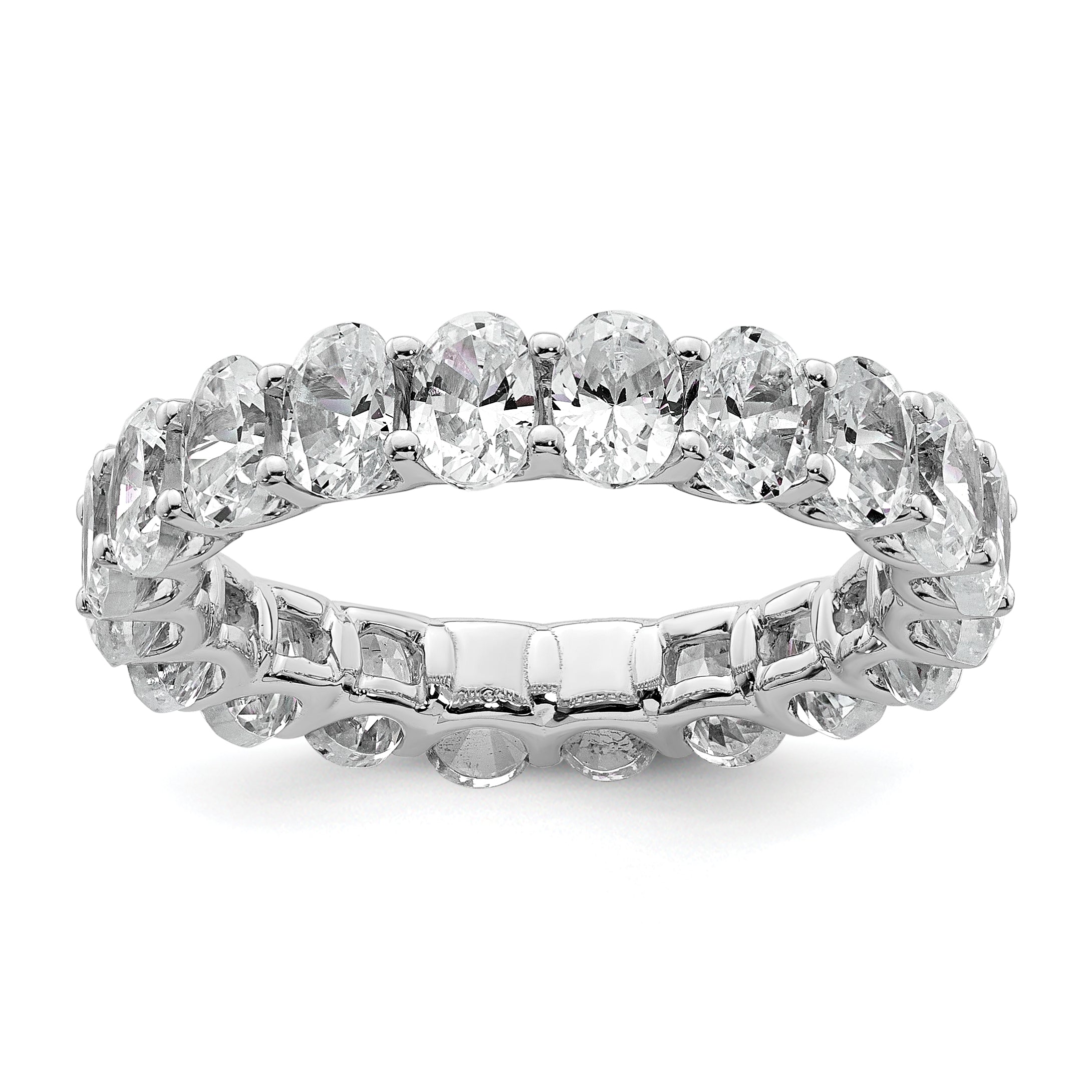 14k White Gold 14KW Oval Lab Grown Diamond VS/SI+ G+ Eternity Band Ring