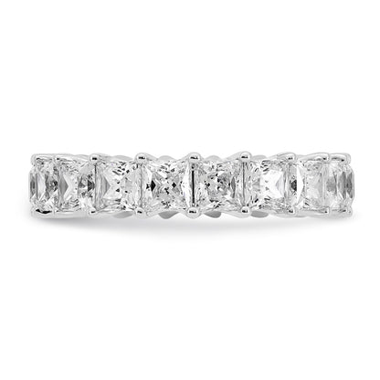 14K White Gold 5 Carat Lab Grown Diamond Vs/Si+ G+ Princess Complete Prong Set Size 4 Eternity Band