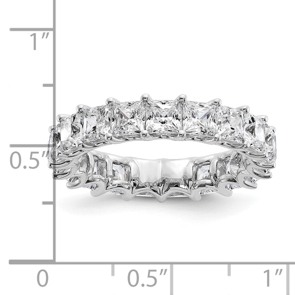 14K White Gold 5 Carat Lab Grown Diamond Vs/Si+ G+ Princess Complete Prong Set Size 4 Eternity Band