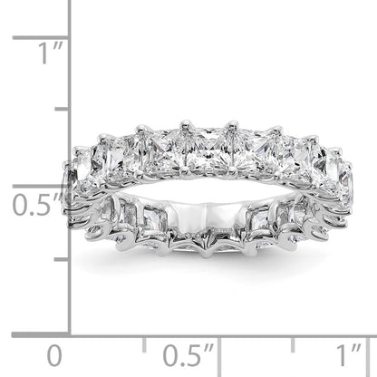 14K White Gold 5 Carat Lab Grown Diamond Vs/Si+ G+ Princess Complete Prong Set Size 4 Eternity Band