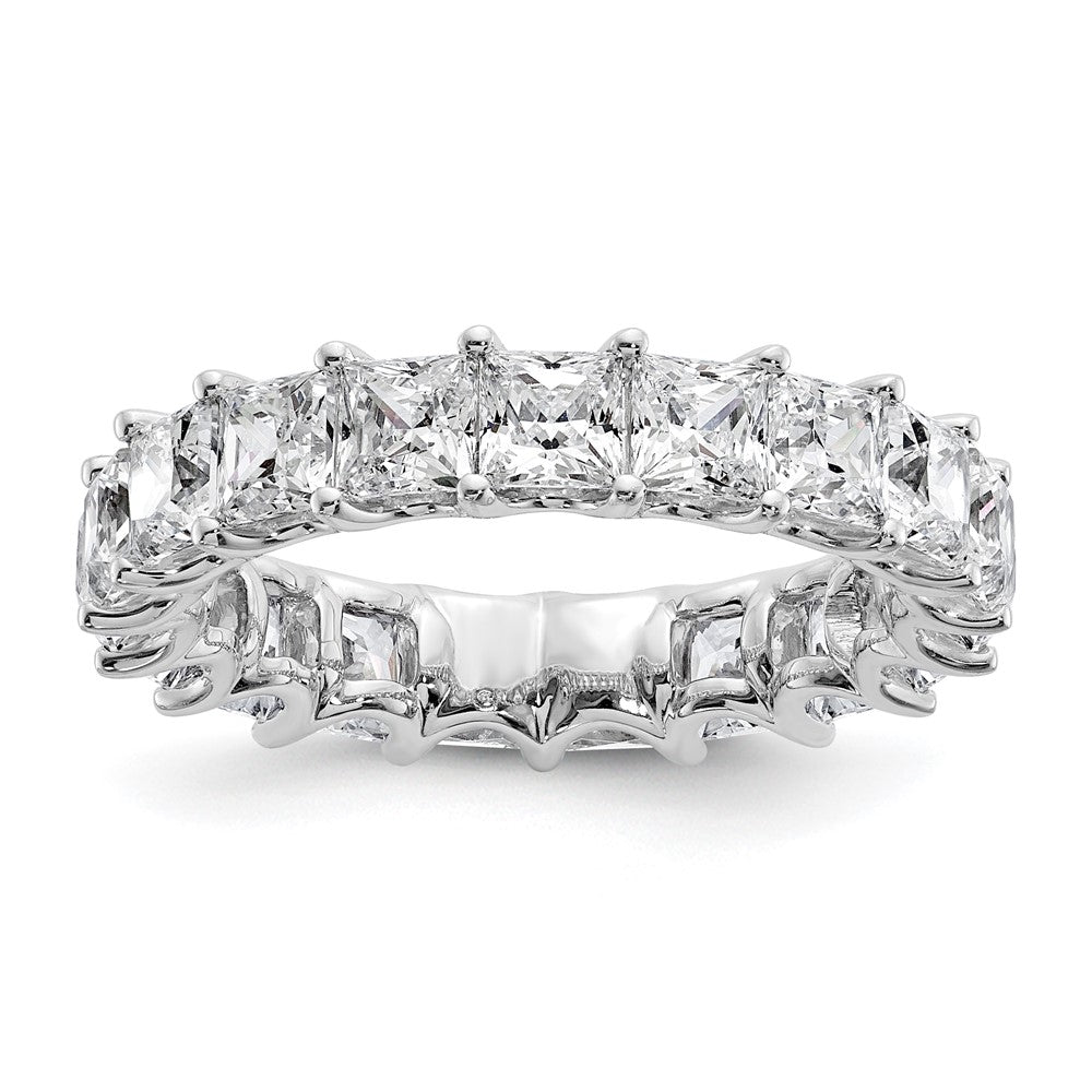 14K White Gold 5 Carat Lab Grown Diamond Vs/Si+ G+ Princess Complete Prong Set Size 4 Eternity Band