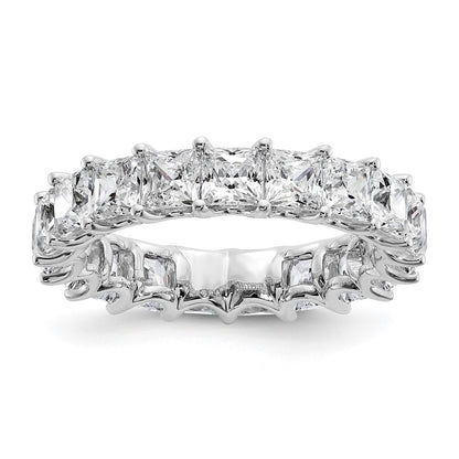 14K White Gold 5 Carat Lab Grown Diamond Vs/Si+ G+ Princess Complete Prong Set Size 4 Eternity Band
