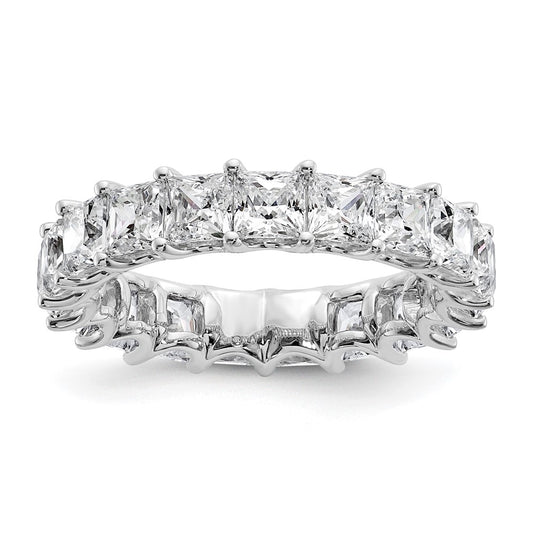 14K White Gold 5 Carat Lab Grown Diamond Vs/Si+ G+ Princess Complete Prong Set Size 4 Eternity Band