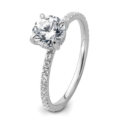 14k White Gold 1/3 Ct. Lab Grown Diamond VS/SI+ G+ 1 Ct. center Flair Round Semi Mount Engagement Ring
