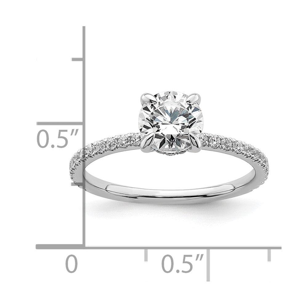 14k White Gold 1/3 Ct. Lab Grown Diamond VS/SI+ G+ 1 Ct. center Flair Round Semi Mount Engagement Ring