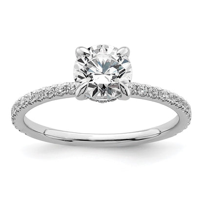 14k White Gold 1/3 Ct. Lab Grown Diamond VS/SI+ G+ 1 Ct. center Flair Round Semi Mount Engagement Ring