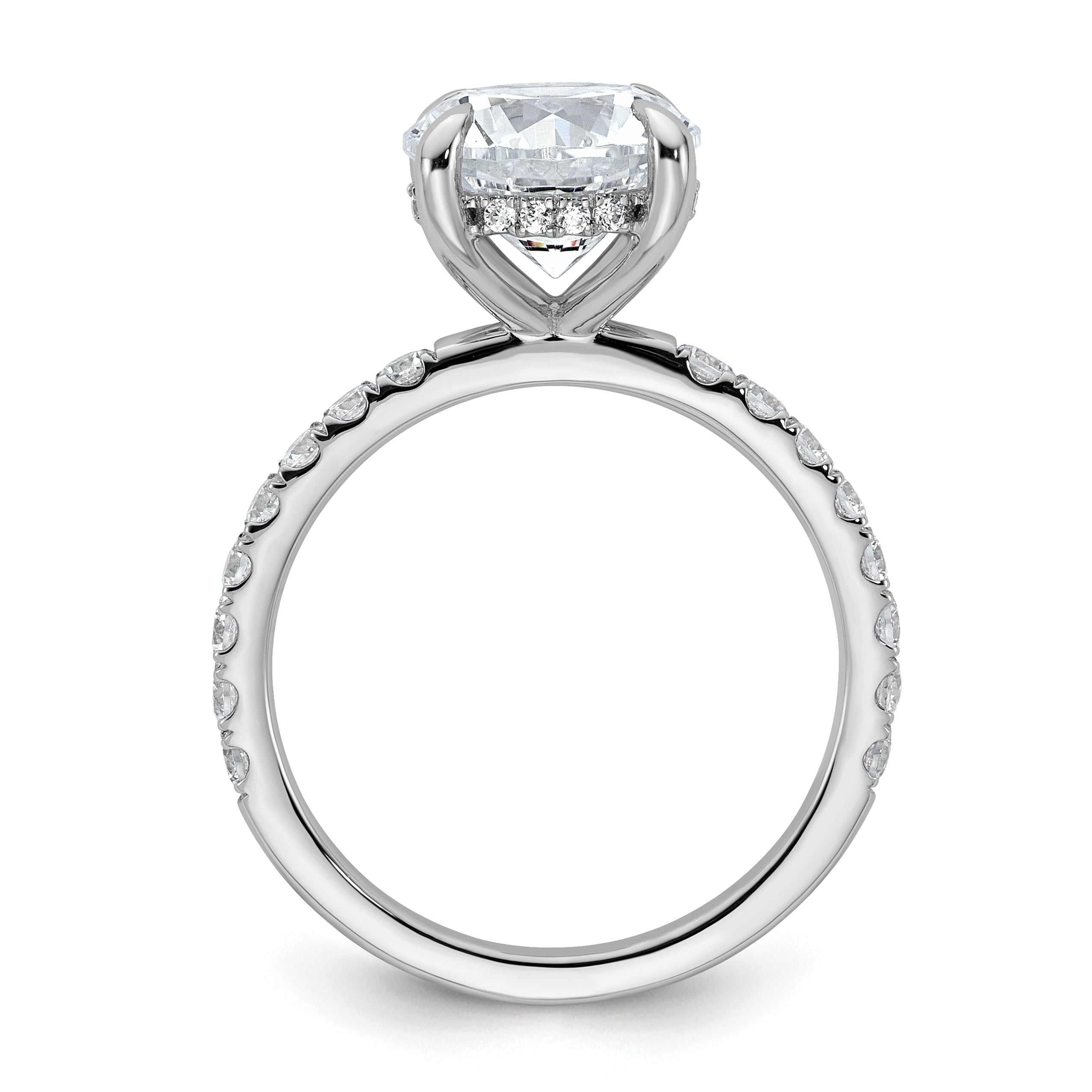 14k White Gold 3 1/2 Ct. Lab Grown Diamond VS/SI+ G+ Flair Round Engagement Ring