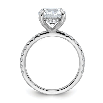 14K White Gold 3 1/2 Carat Lab Grown Diamond Vs/Si+ G+ Complete Flair Round Engagement Ring (Size 7 Only)