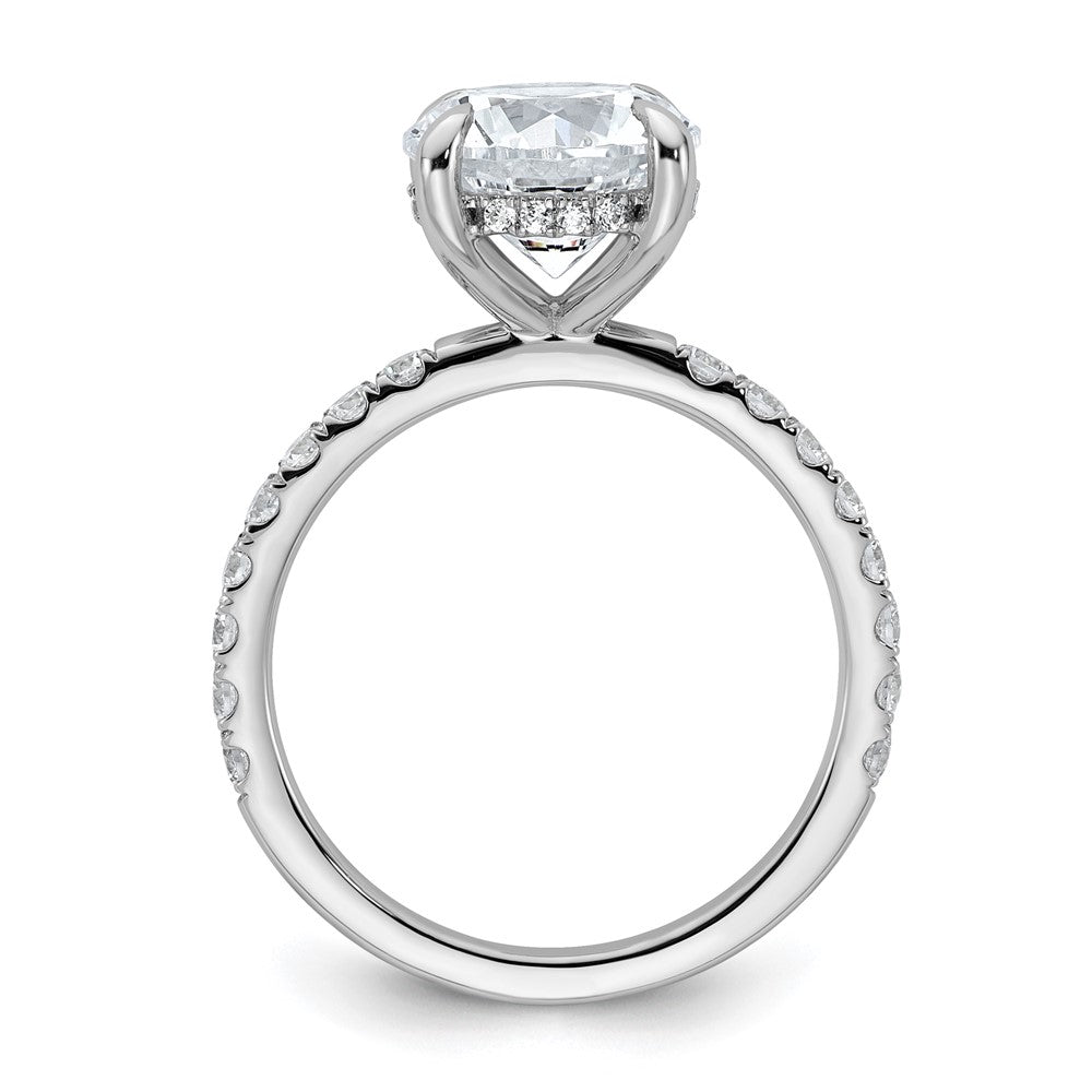 14K White Gold 3 1/2 Carat Lab Grown Diamond Vs/Si+ G+ Complete Flair Round Engagement Ring (Size 7 Only)