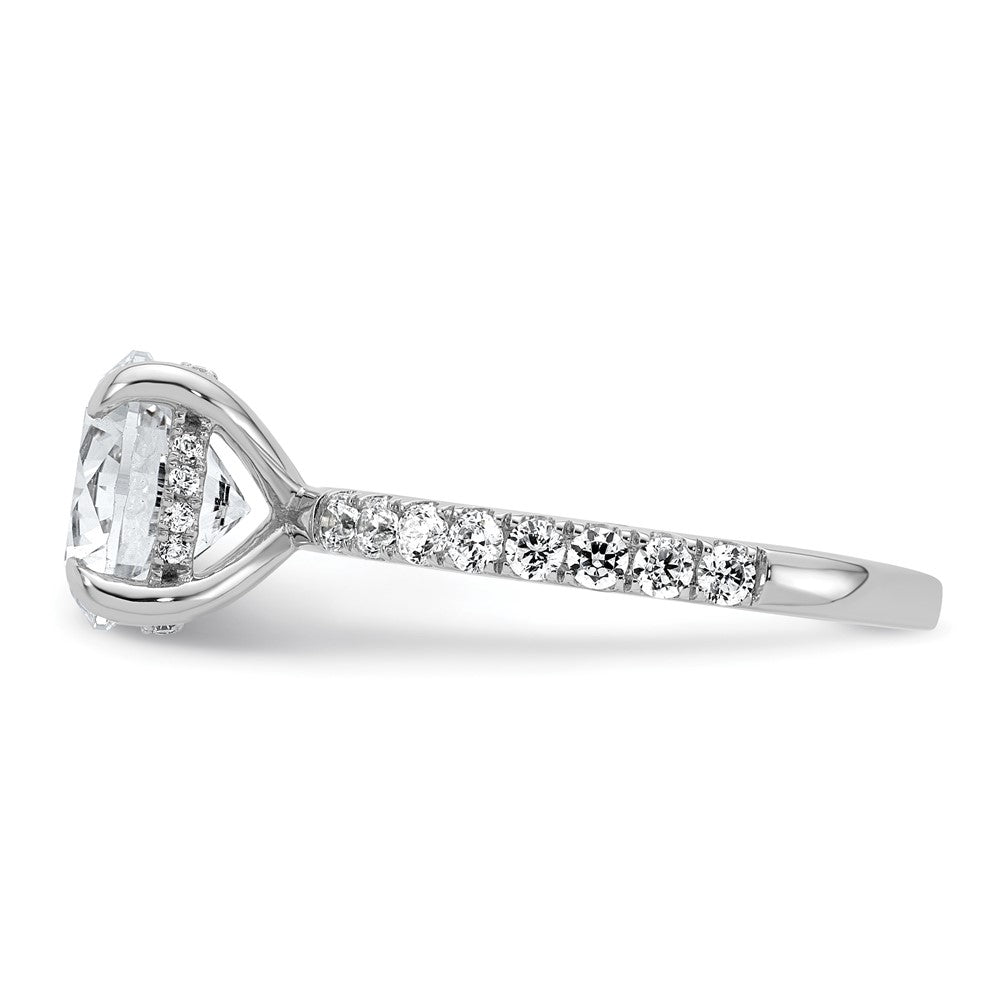 14K White Gold 3 1/2 Carat Lab Grown Diamond Vs/Si+ G+ Complete Flair Round Engagement Ring (Size 7 Only)