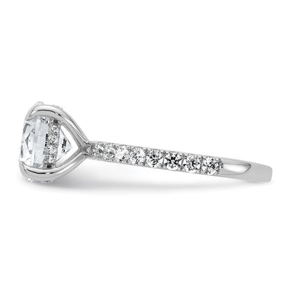 14K White Gold 3 1/2 Carat Lab Grown Diamond Vs/Si+ G+ Complete Flair Round Engagement Ring (Size 7 Only)
