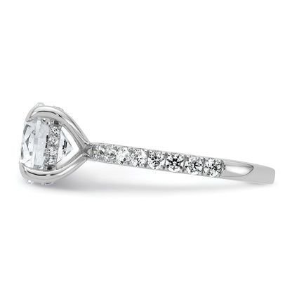 14K White Gold 3 1/2 Carat Lab Grown Diamond Vs/Si+ G+ Complete Flair Round Engagement Ring (Size 7 Only)