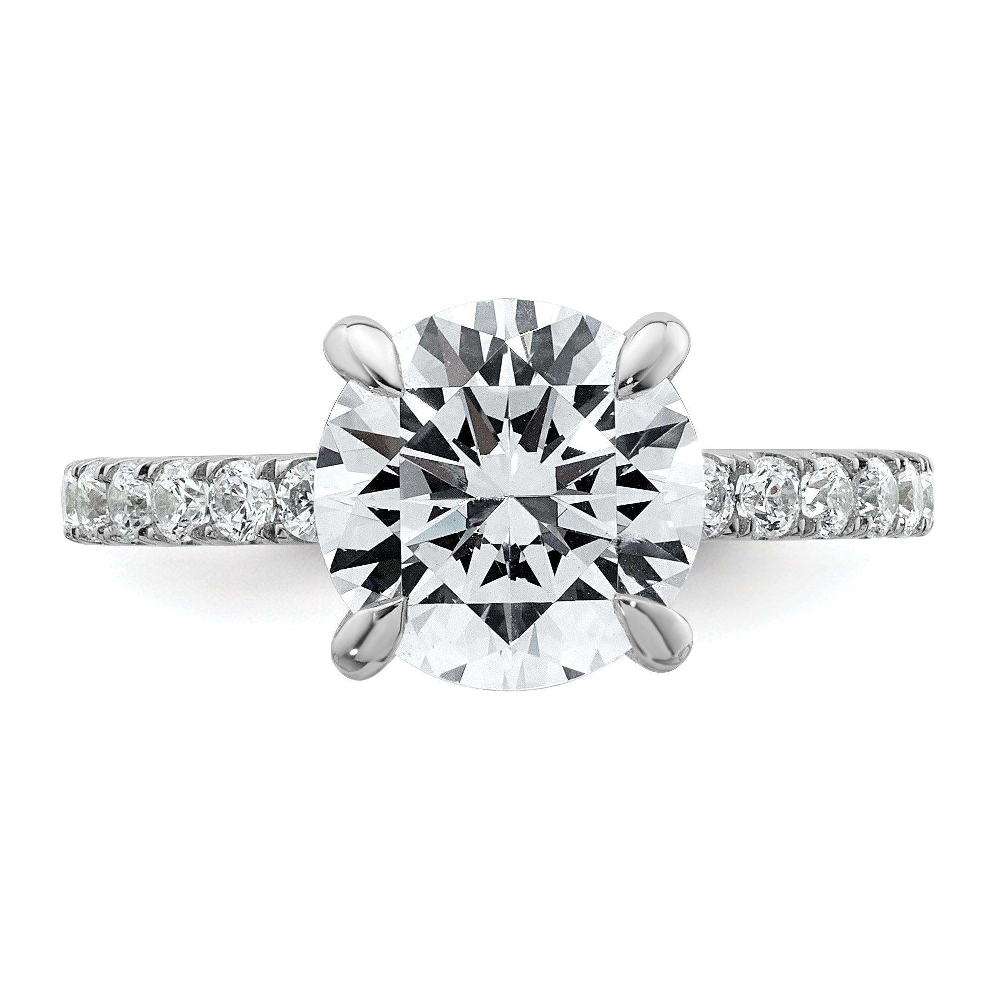14k White Gold 3 1/2 Ct. Lab Grown Diamond VS/SI+ G+ Flair Round Engagement Ring