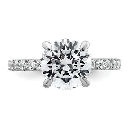 14K White Gold 3 1/2 Carat Lab Grown Diamond Vs/Si+ G+ Complete Flair Round Engagement Ring (Size 7 Only)