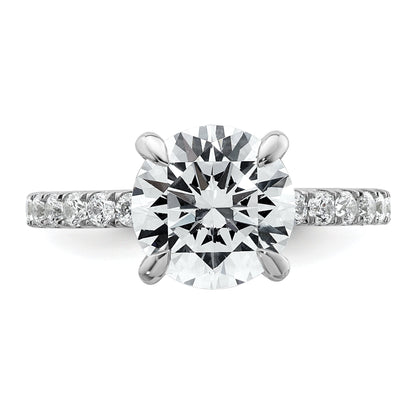 14K White Gold 3 1/2 Carat Lab Grown Diamond Vs/Si+ G+ Complete Flair Round Engagement Ring (Size 7 Only)