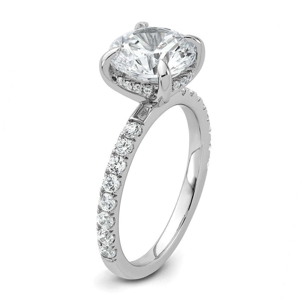 14K White Gold 3 1/2 Carat Lab Grown Diamond Vs/Si+ G+ Complete Flair Round Engagement Ring (Size 7 Only)