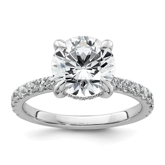 14k White Gold 3 1/2 Ct. Lab Grown Diamond VS/SI+ G+ Flair Round Engagement Ring