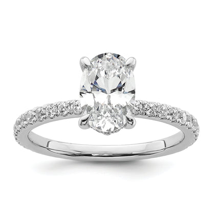 14k White Gold 3/8 Ct. Lab Grown Diamond VS/SI+ G+ 1 1/2 Ct. center Flair Oval Engagement Ring