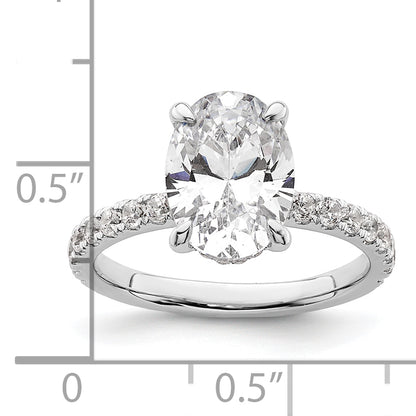 14k White Gold 3 1/2 Ct. Lab Grown Diamond VS/SI+ G+ Flair Oval Engagement Ring
