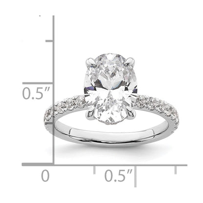 14k White Gold 3 1/2 Ct. Lab Grown Diamond VS/SI+ G+ Flair Oval Engagement Ring