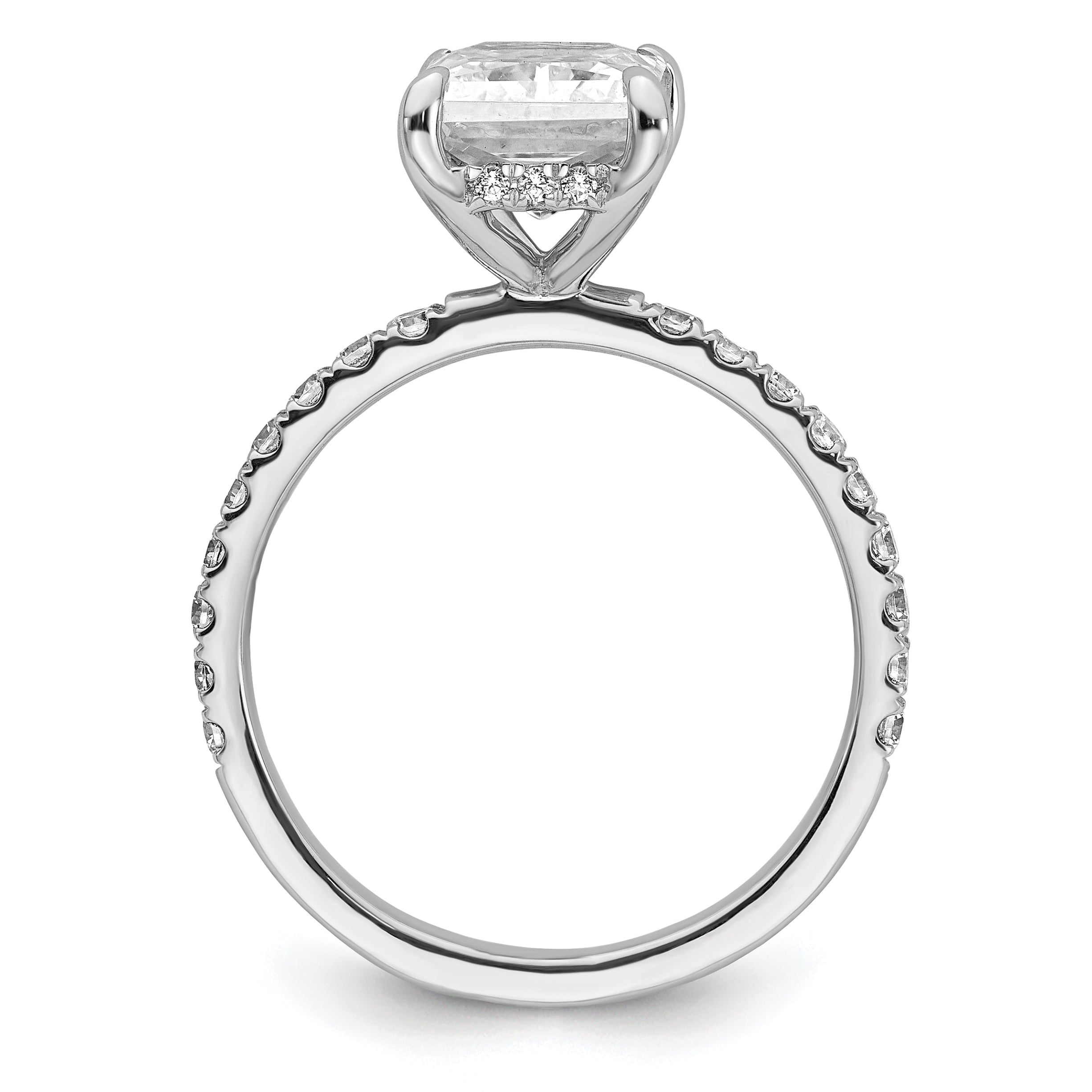 14K White Gold Lab Grown Diamond VS/SI FGH Flair Radiant Comp Engagement Ring
