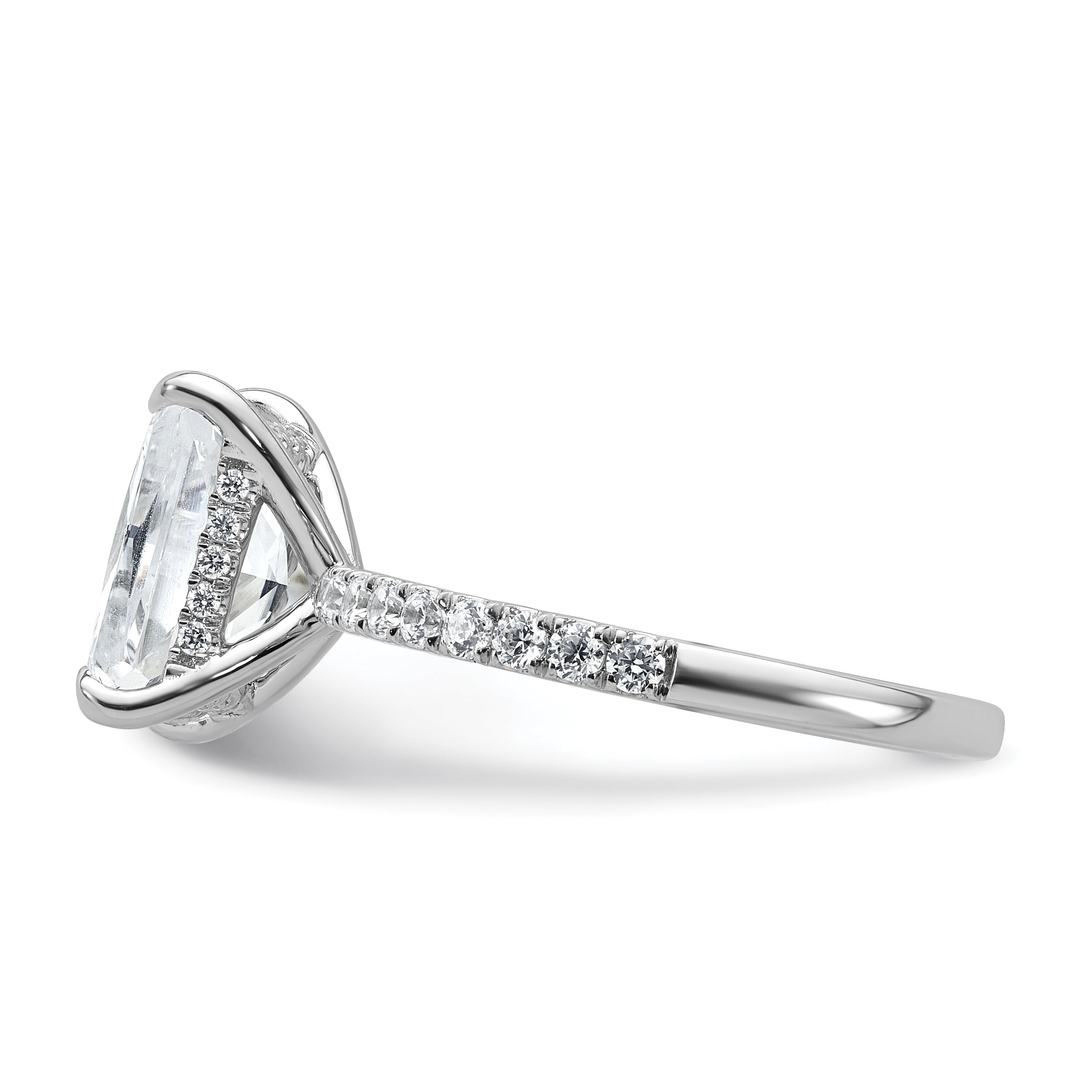 14K White Gold Lab Grown Diamond VS/SI FGH Flair Radiant Comp Engagement Ring
