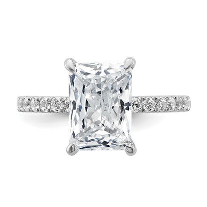 14k White Gold 1/10 Ct. Lab Grown Diamond VS/SI+ G+ 3 Ct. center Flair Round Semi Mount Engagement Ring