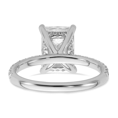 14k White Gold 1/10 Ct. Lab Grown Diamond VS/SI+ G+ 3 Ct. center Flair Round Semi Mount Engagement Ring