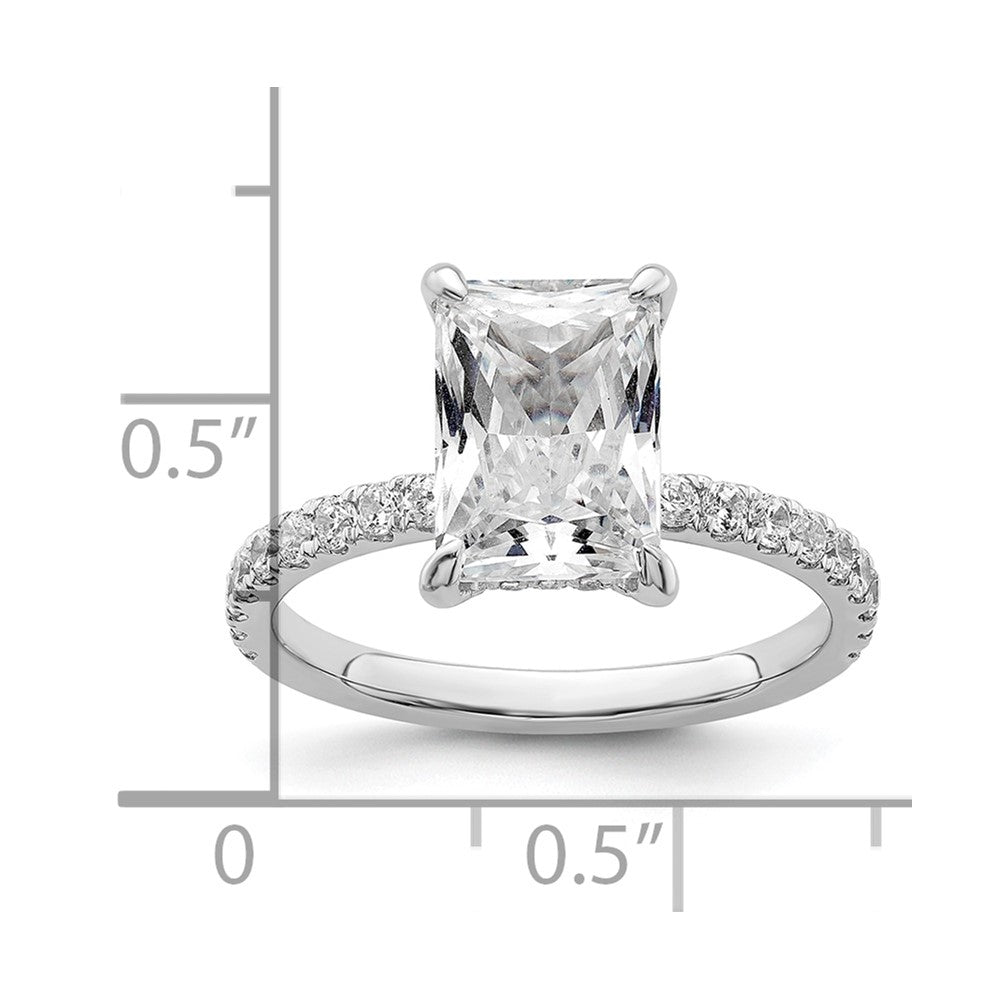 14k White Gold 1/10 Ct. Lab Grown Diamond VS/SI+ G+ 3 Ct. center Flair Round Semi Mount Engagement Ring