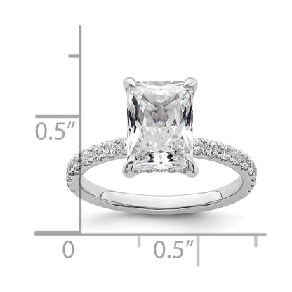 14k White Gold 1/10 Ct. Lab Grown Diamond VS/SI+ G+ 3 Ct. center Flair Round Semi Mount Engagement Ring
