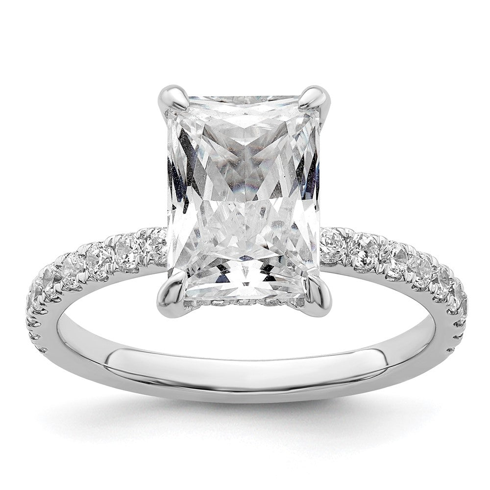 14k White Gold 1/10 Ct. Lab Grown Diamond VS/SI+ G+ 3 Ct. center Flair Round Semi Mount Engagement Ring