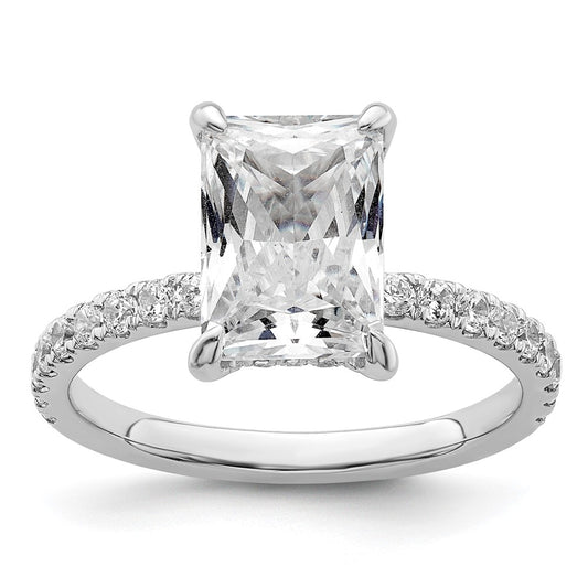 14k White Gold 1/10 Ct. Lab Grown Diamond VS/SI+ G+ 3 Ct. center Flair Round Semi Mount Engagement Ring