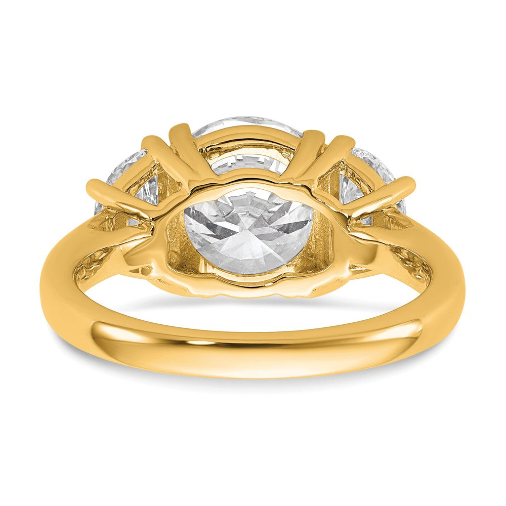 14K Yellow Gold 4 carat Certified Lab Grown Diamond VS+F+ Round Complete Three Stone Engagement Ring