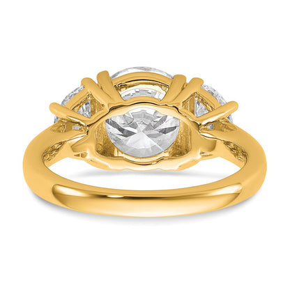 14K Yellow Gold 4 carat Certified Lab Grown Diamond VS+F+ Round Complete Three Stone Engagement Ring