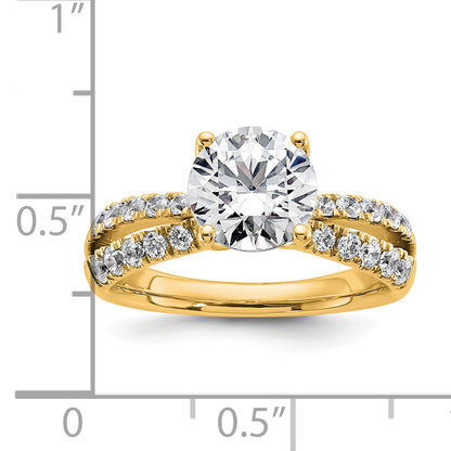14K Yellow Gold True Origin 2 5/8 Carat Round Lab Grown Diamond Vs D E F Complete Engagement Ring