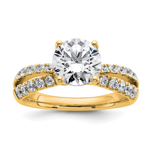 14K Yellow Gold True Origin 2 5/8 Carat Round Lab Grown Diamond Vs D E F Complete Engagement Ring