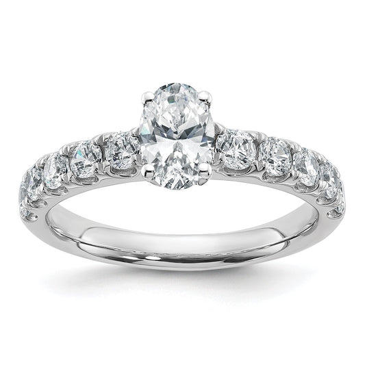 14K White Gold Certified Lab Grown Diamond Vs Def 1Ct Oval Center Ring