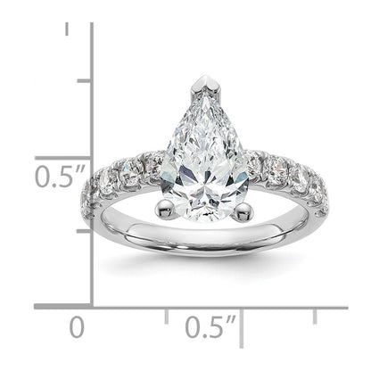 14K White Gold 2 3/4 carat Certified Lab Grown Diamond VS+ F+ Pear Complete Engagement Ring