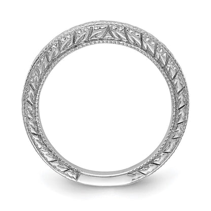 14K White Gold Etched Wedding Band