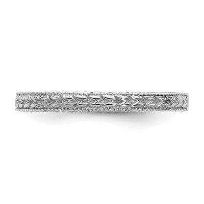 14K White Gold Etched Wedding Band