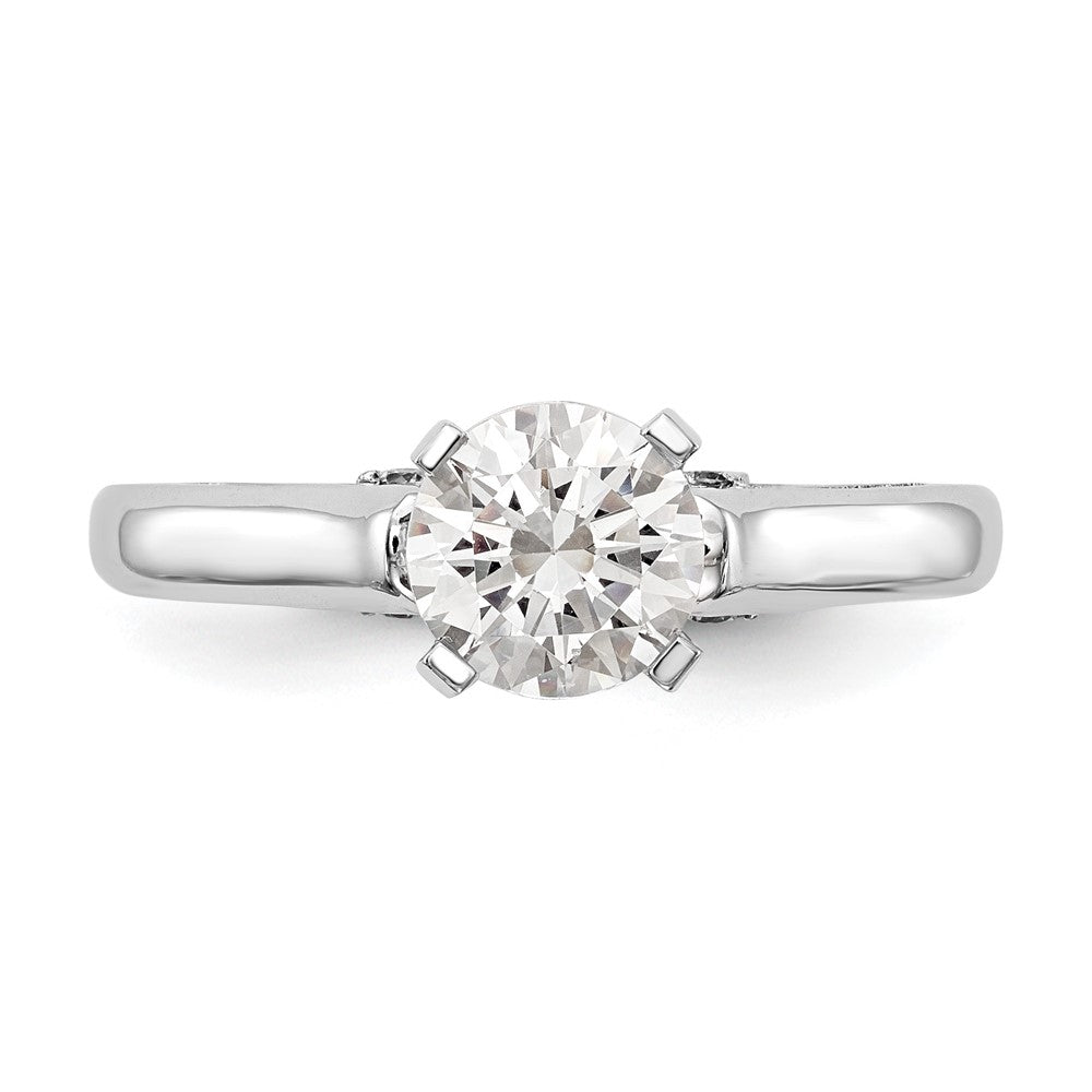 0.10ct. CZ Solid Real 14K White Gold Peg Set Solitaire Engagement Ring