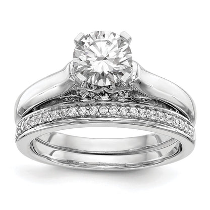 0.10ct. CZ Solid Real 14K White Gold Peg Set Solitaire Engagement Ring