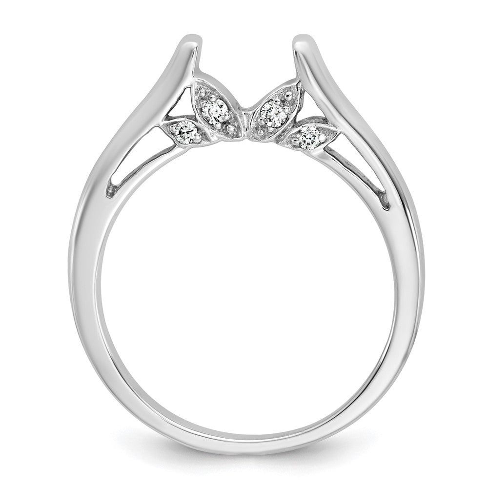 14k White Gold Peg Set Simulated Diamond Engagement Ring