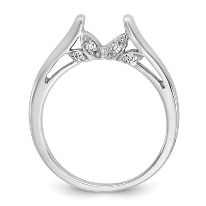 14k White Gold Peg Set Simulated Diamond Engagement Ring