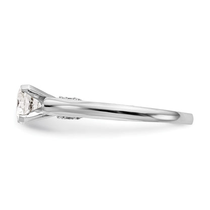 14k White Gold Peg Set Simulated Diamond Engagement Ring