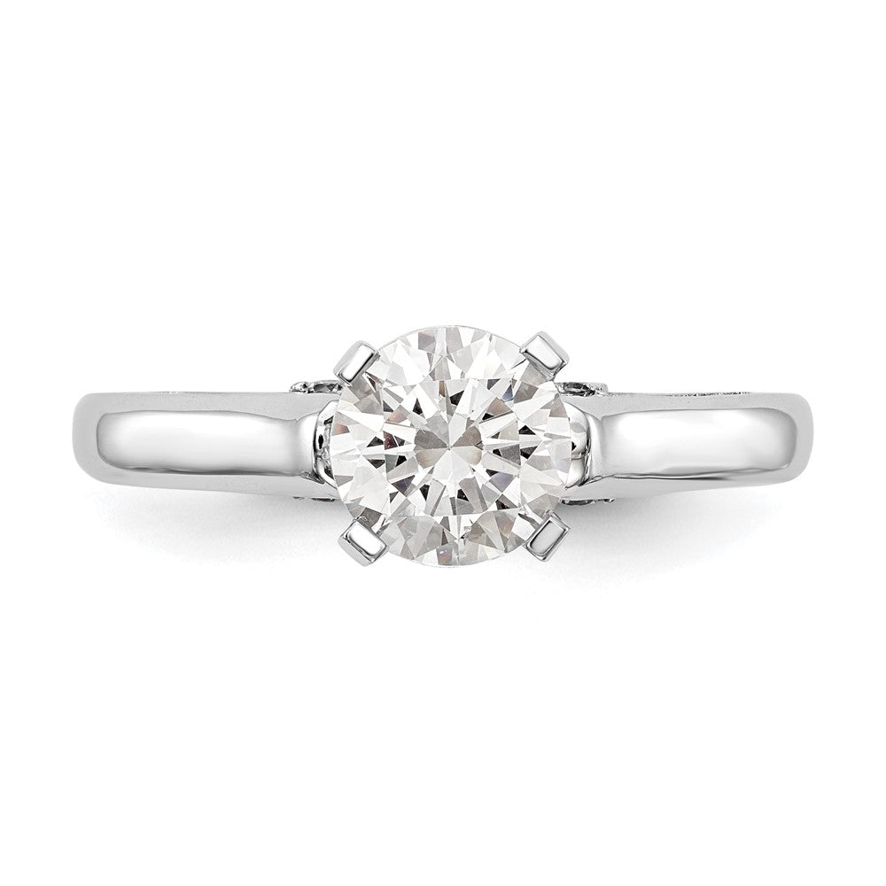 14k White Gold Peg Set Simulated Diamond Engagement Ring